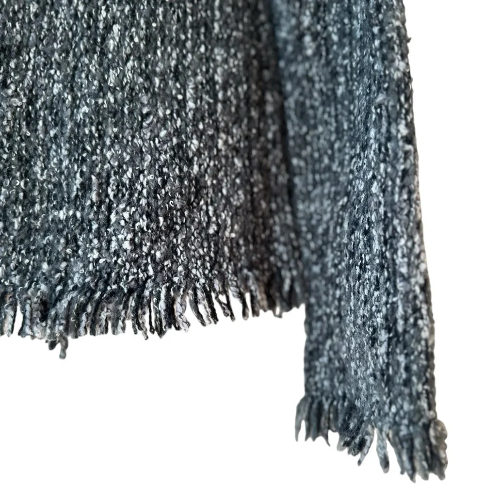 Velvet by Graham & Spencer Tweed Chunky Knit Fringe Open Front Cardigan